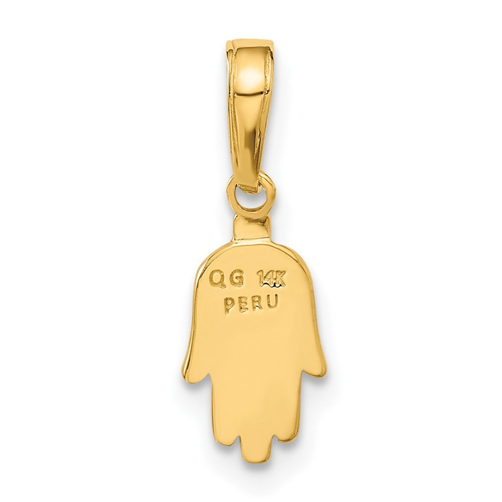 14k Yellow Gold Small Solid Hamsa Pendant