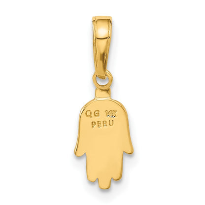 14k Yellow Gold Small Solid Hamsa Pendant