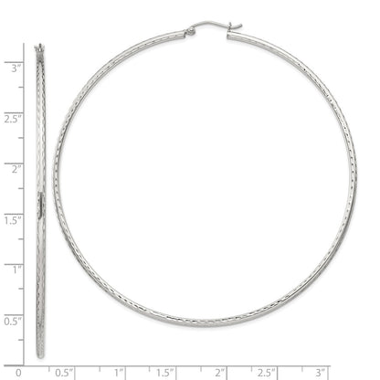 Sterling Silver 2mm Diamond Cut Hoop Earrings