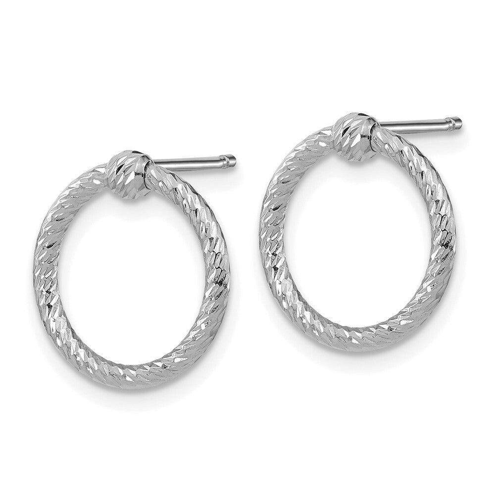 14k White Gold Polished & Diamond-Cut Twisted Circle Stud Earrings