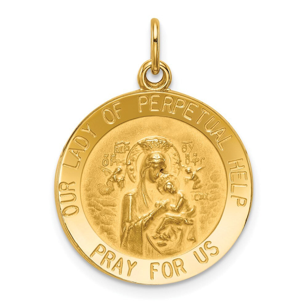 14k Yellow Gold Our Lady of Perpetual Help Medal Pendant for Women