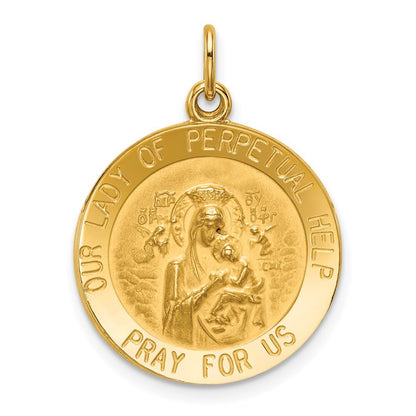 14k Yellow Gold Our Lady of Perpetual Help Medal Pendant for Women