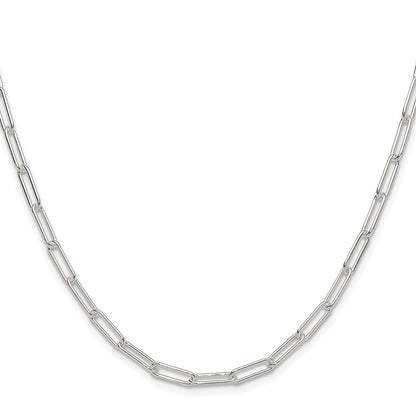 Sterling Silver Rhodium-plated Polished 3.5mm Elongated Cable Chain Necklace
