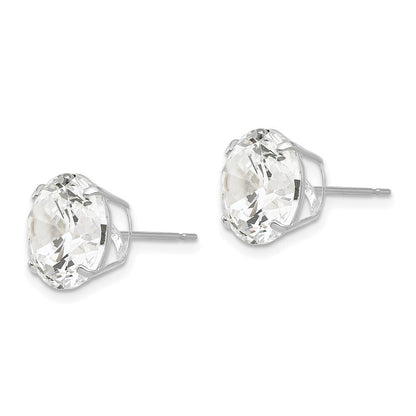 14k White Gold 10mm Round Cubic Zirconia Stud Earrings Gift for Women