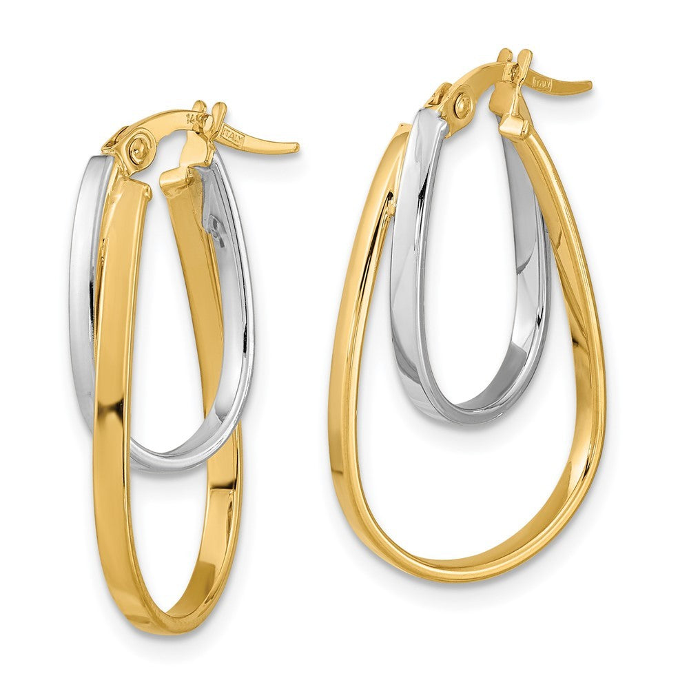 14k Two-tone Gold Polished Double Oval Hoop Earrings