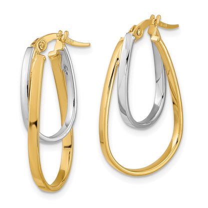 14k Two-tone Gold Polished Double Oval Hoop Earrings