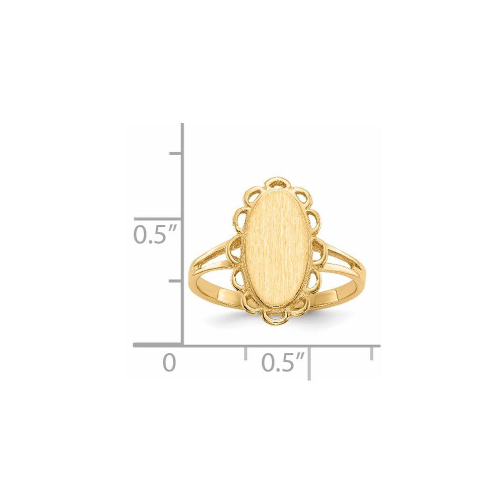 14K Yellow Gold 13.0x7.0mm Open Back Signet Ring