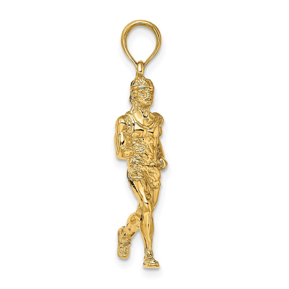 14k Yellow Gold 3-D Polished Runner Charm Pendant for Women