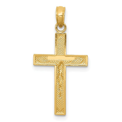 14k Yellow Gold Beveled Tipped Crucifix Pendant