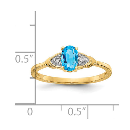 14K Yellow Gold Blue Topaz and Diamond Ring