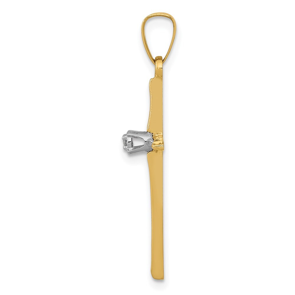 14k Yellow Gold Diamond Polished Passion Cross Pendant for Women