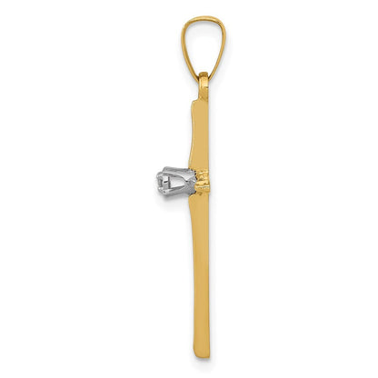 14k Yellow Gold Diamond Polished Passion Cross Pendant for Women