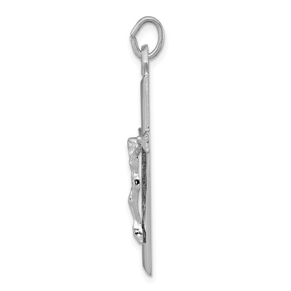 Sterling Silver Rhodium-plated Crucifix Pendant Holiday Gift for Women