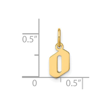 14k Yellow Gold Lowercase Letter O Initial Pendant for Women