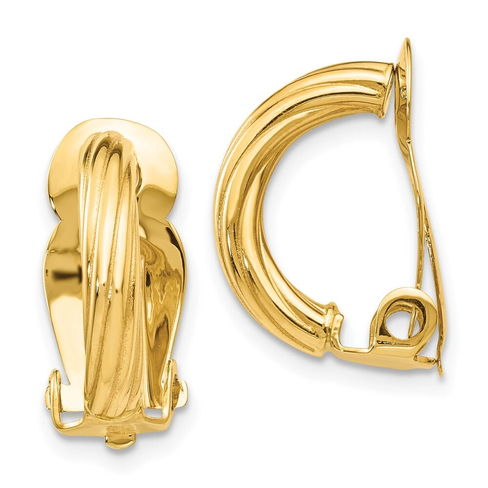 14k Yellow Gold Non-Pierced Stud Earrings Gift for Women