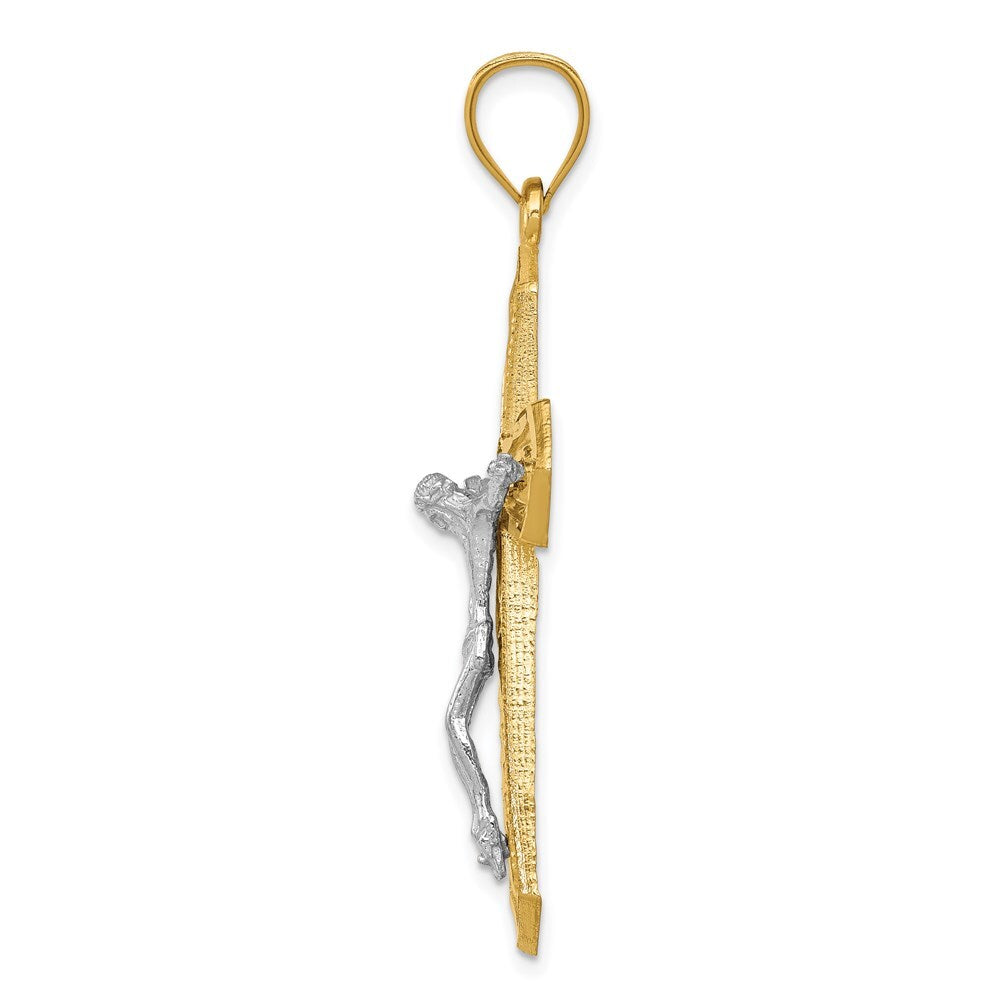 14k Two-tone Gold Diamond-cut Passion Crucifix Pendant for Women