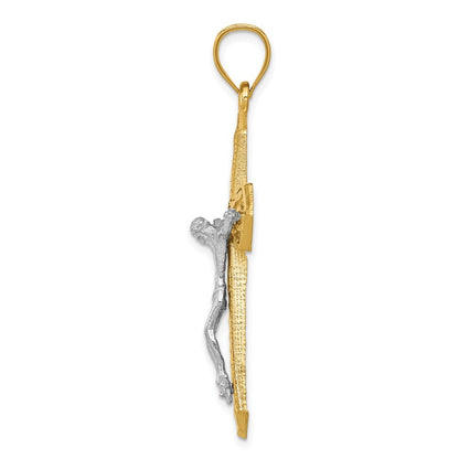14k Two-tone Gold Diamond-cut Passion Crucifix Pendant for Women