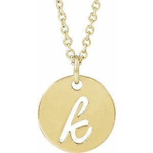 14k Yellow Gold Script Initial K Pendant Necklace 16-18"