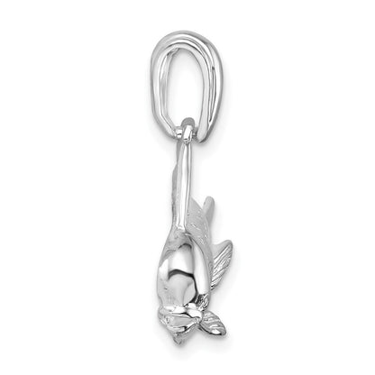 Sterling Silver Rhodium-Plated Polished Mahi-Mahi Fish Pendant