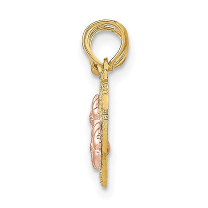 14k Two-tone Gold MOM - DAUGHTER Break-apart Hearts Pendant
