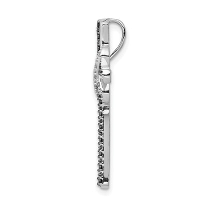 14k White Gold Black and White Diamond Infinity Cross Chain Slide Pendant