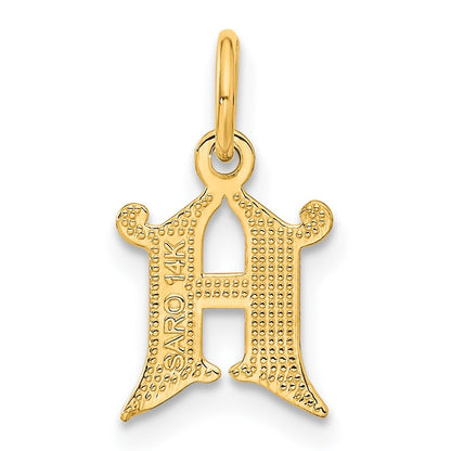 14k Yellow Gold Letter H Initial Charm Pendant for Women