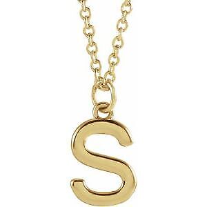 14k Yellow Gold Initial S Dangle 18" Necklace Gift for Women