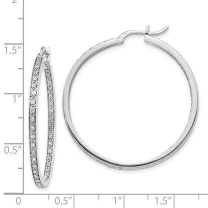 14k White Gold Diamond In/Out Hoop Earrings