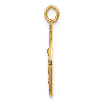 14k Yellow Gold Saint Anne Medal Charm Pendant for Women