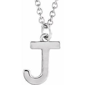 14k White Gold Initial J Dangle 16" Necklace Gift for Women