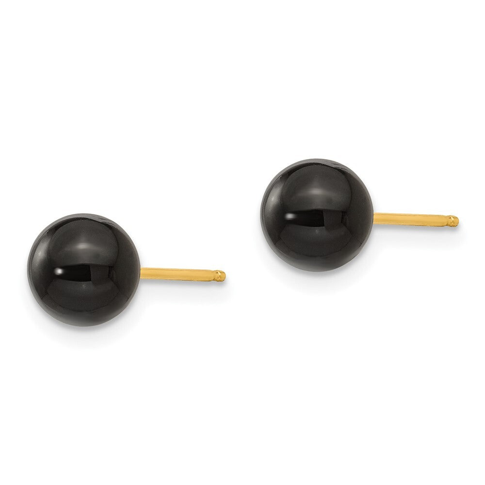 14k Yellow Gold Onyx Bead Stud Earrings Gift for Women