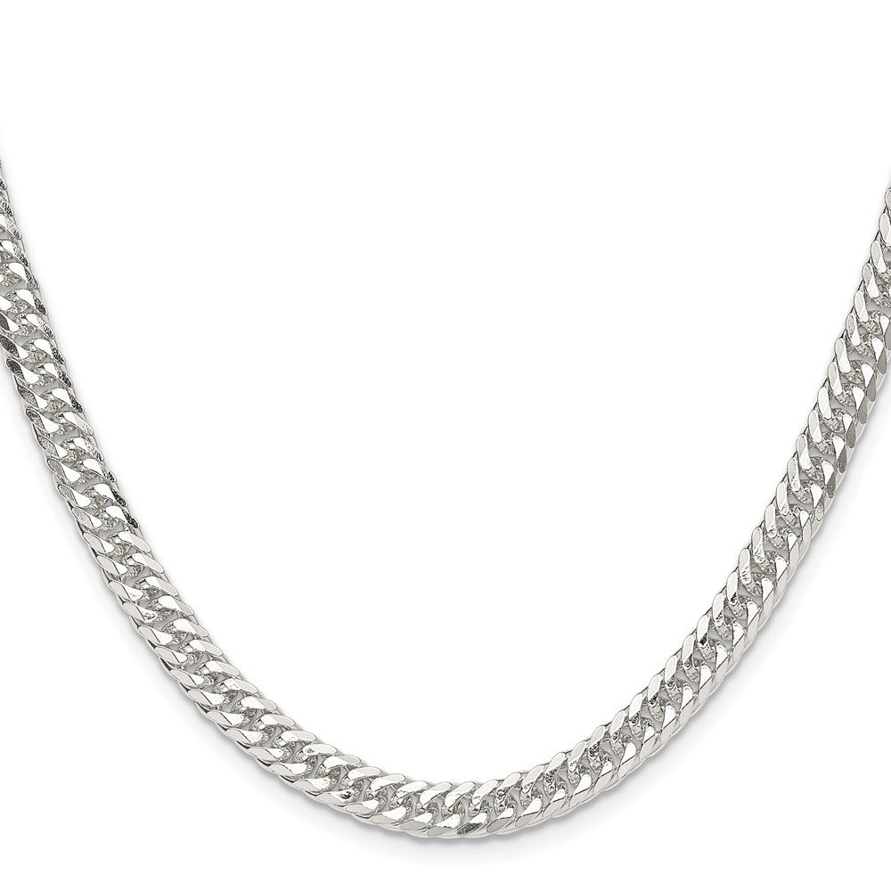 Sterling Silver Polished 5.7mm Double Diamond-cut Curb Chain Necklace