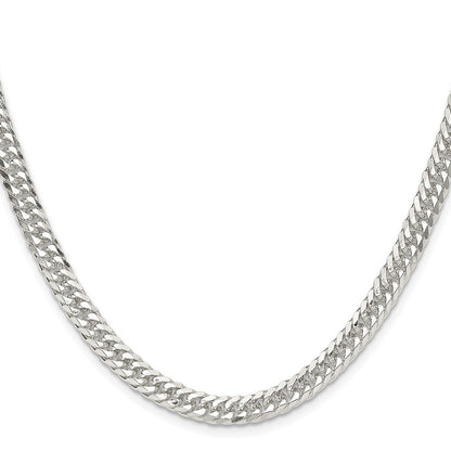 Sterling Silver Polished 5.7mm Double Diamond-cut Curb Chain Necklace