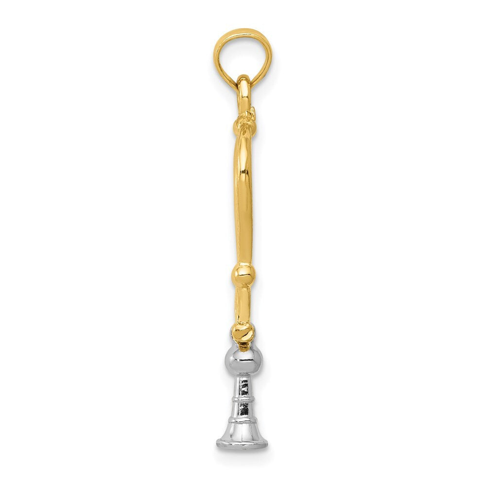 14k Two-tone Gold 3-D Stethoscope Pendant for Women