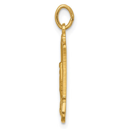 14k Yellow Gold Solid Polished/Satin Rectangle Framed Miraculous Medal Pendant