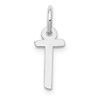 14k White Gold Small Slanted Block Letter T Initial Charm Pendant for Women