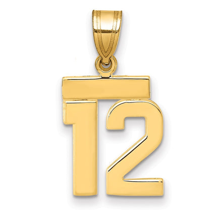 14k Yellow Gold Small Polished Number 12 Charm Pendant