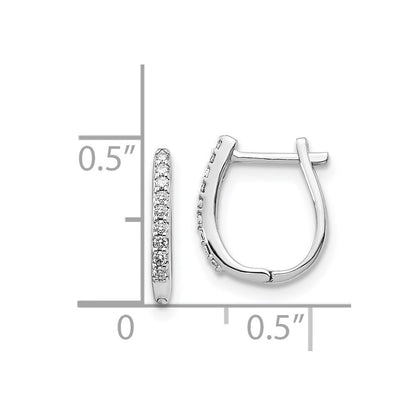 14k White Gold Diamond Hinged Hoop Earrings Gift for Women