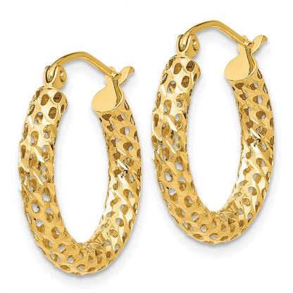 14k Yellow Gold Mesh Hoop Earrings