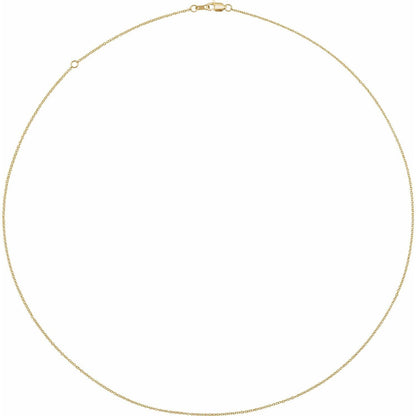 14k Yellow Gold 1 mm Adjustable Cable 18-20" Chain Necklace Fine Gift for Women