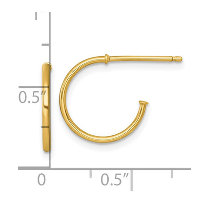 14k Yellow Gold Polished 1.2 x 14mm Solid C-Hoop Earrings