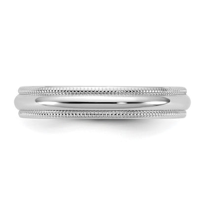 14k White Gold 3.5mm LTW Milgrain Half Round Band Size 6