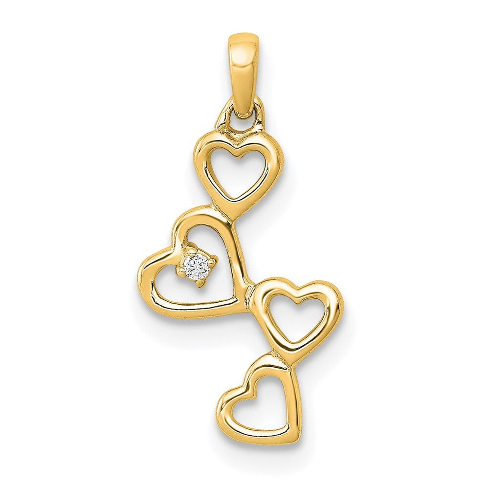 14k Yellow Gold Diamond Heart Pendant for Women