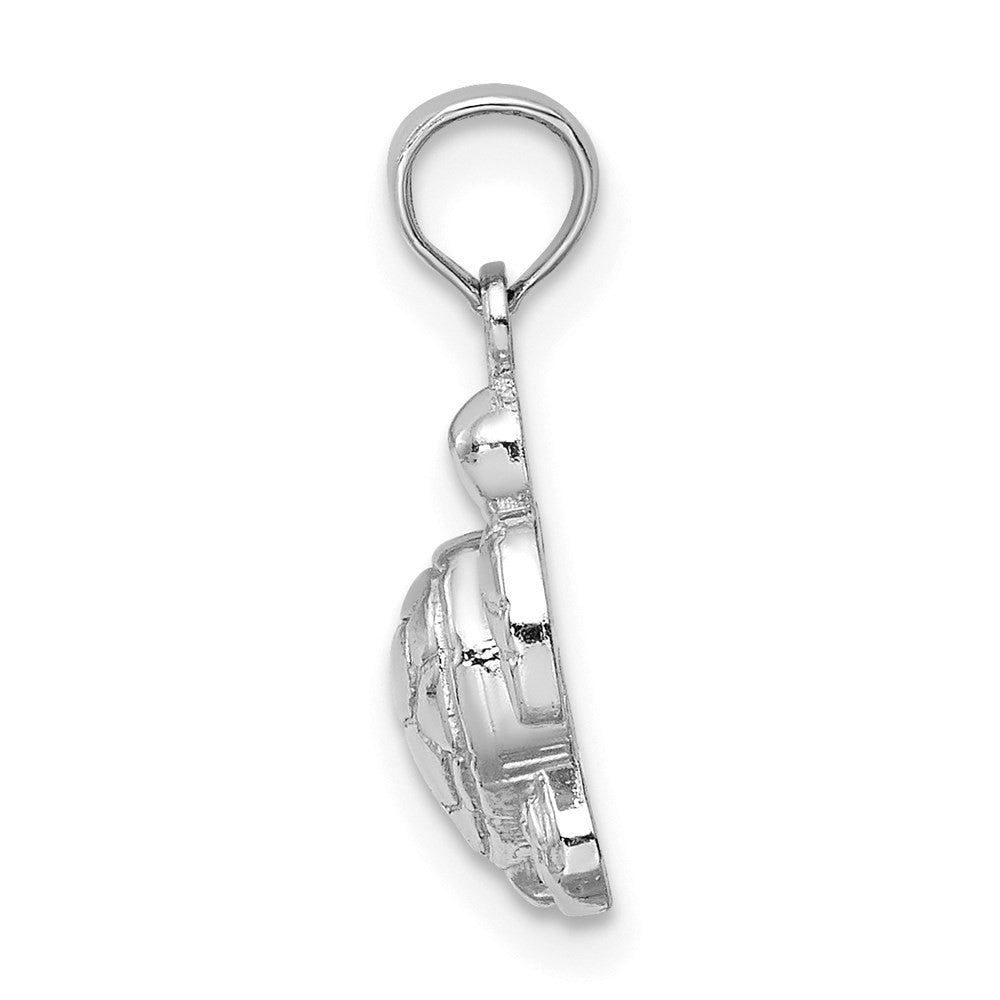 14K White Gold Textured Mini Sea Turtle Charm Pendant