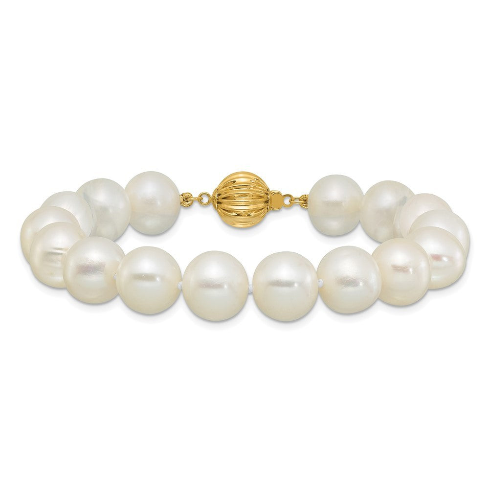 14k Yellow Gold 10-11mm Near-Round White Cultured Pearl 7.5" Bracelet