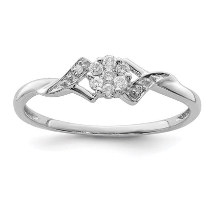 Sterling Silver Rhodium Plated Diamond Ring Size 7