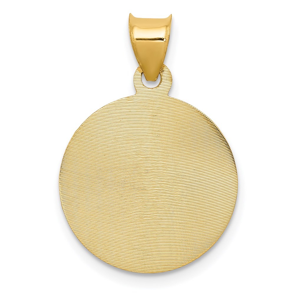 14k Yellow Gold w Rose and White Rhodium Diamond-Cut Corpus Circle Pendant