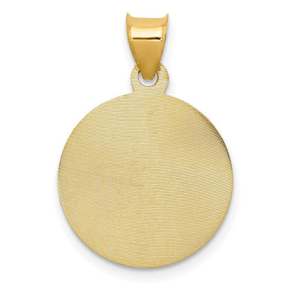 14k Yellow Gold w Rose and White Rhodium Diamond-Cut Corpus Circle Pendant