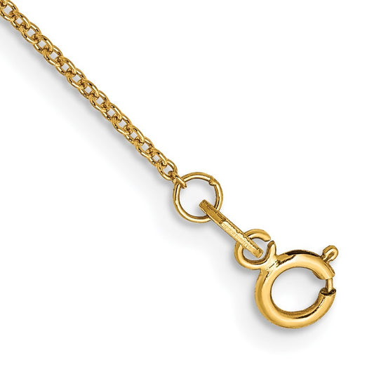 14k Yellow Gold 10 inch .9mm Cable with Spring Ring Clasp Anklet