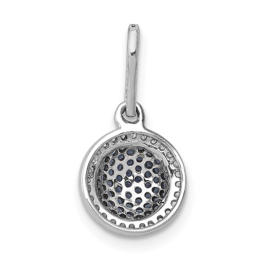 14k White Gold White/Blue Diamond Circle Cluster Pendant for Women